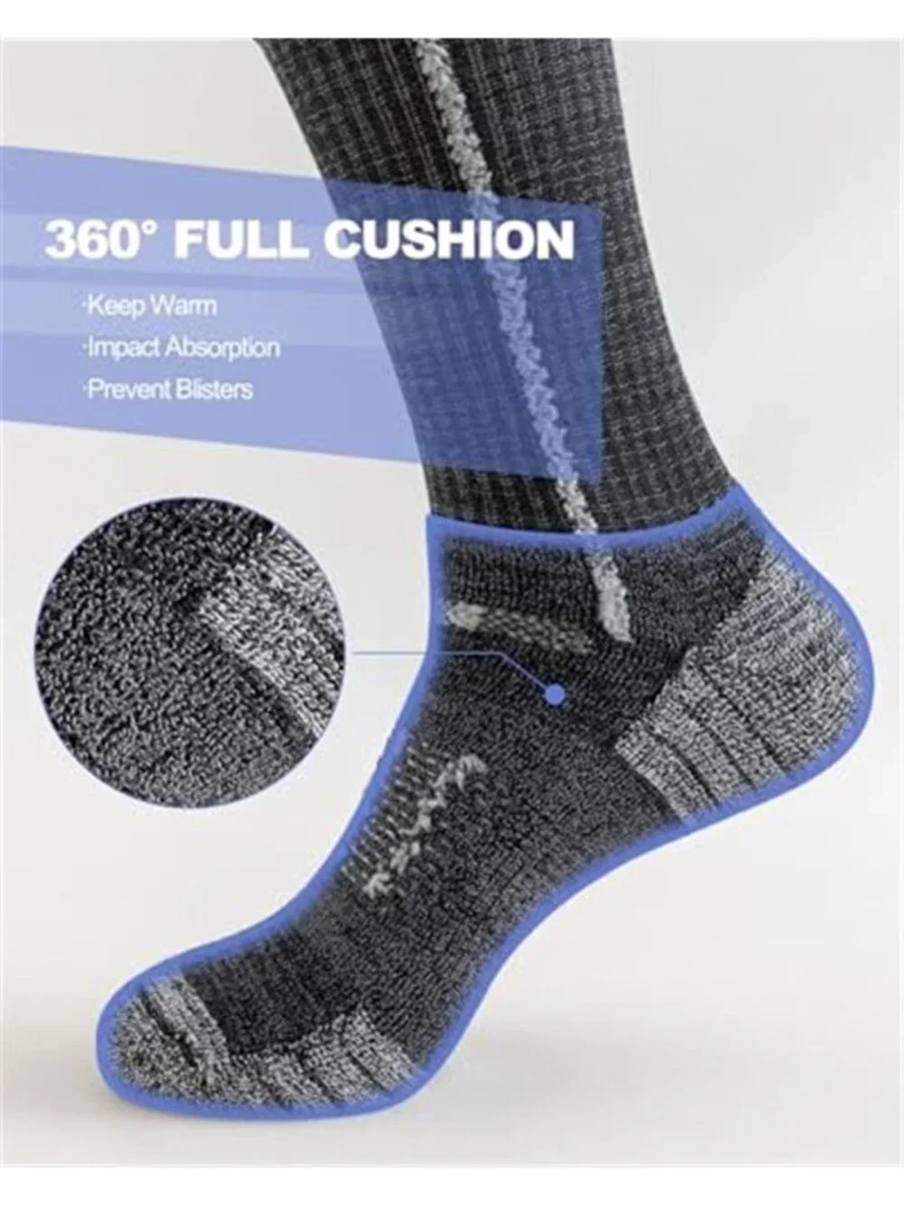 5 Pairs Men's Cotton Cushioned Crew Socks